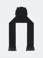 Chunky Ears Beanie Scarf Black