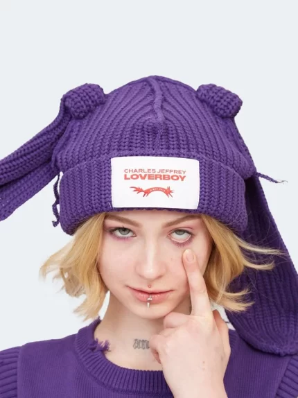 Chunky Rabbit Beanie Purple