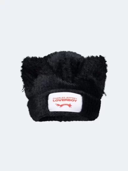 Fluffy Chunky Ears Beanie Black