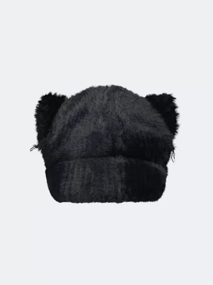 Fluffy Chunky Ears Beanie Black