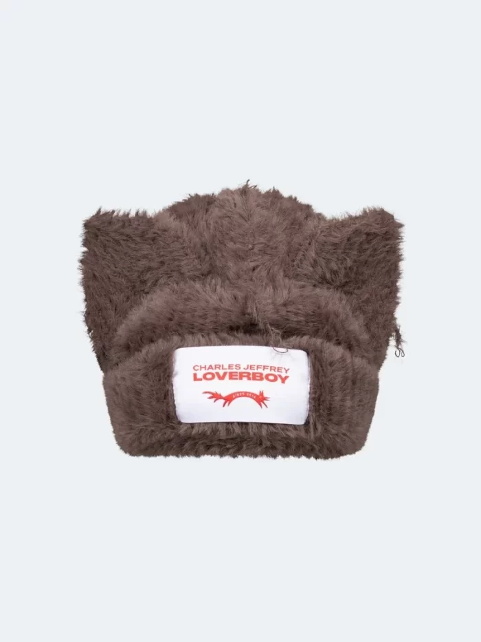 Fluffy Chunky Ears Beanie Brown