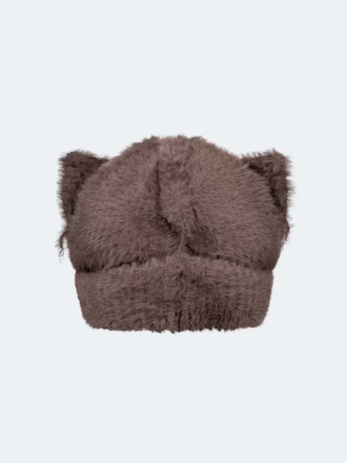 Fluffy Chunky Ears Beanie Brown