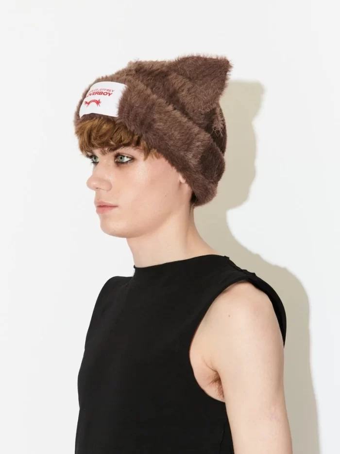 Fluffy Chunky Ears Beanie Brown