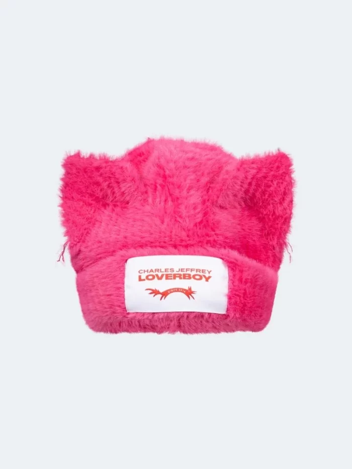 Fluffy Chunky Ears Beanie Pink